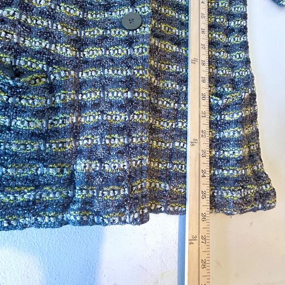 ST. JOHN Black Grey Silver Yellow Green Metallic Buttons Blazer Jacket 2 USA - Picture 8 of 12